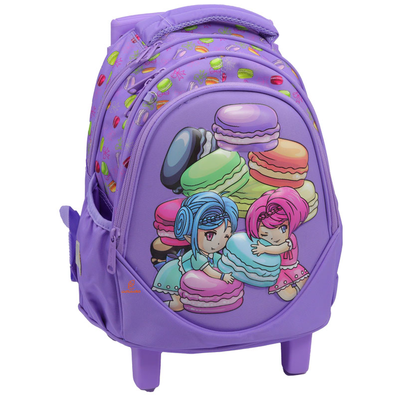 کوله پشتی چرخ دار طرح دختر و پسر 2648 گلسی برد GLOSSY BIRD (3)