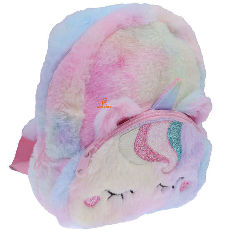 کیف فانتزی پولیشی رنگین کمانی طرح یونی کورن و قلب