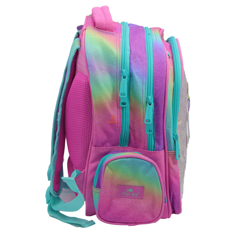 کوله پشتی دو تکه پولک دار طرح یونی کورن 2706 گلسی برد GLOSSY BIRD (4)