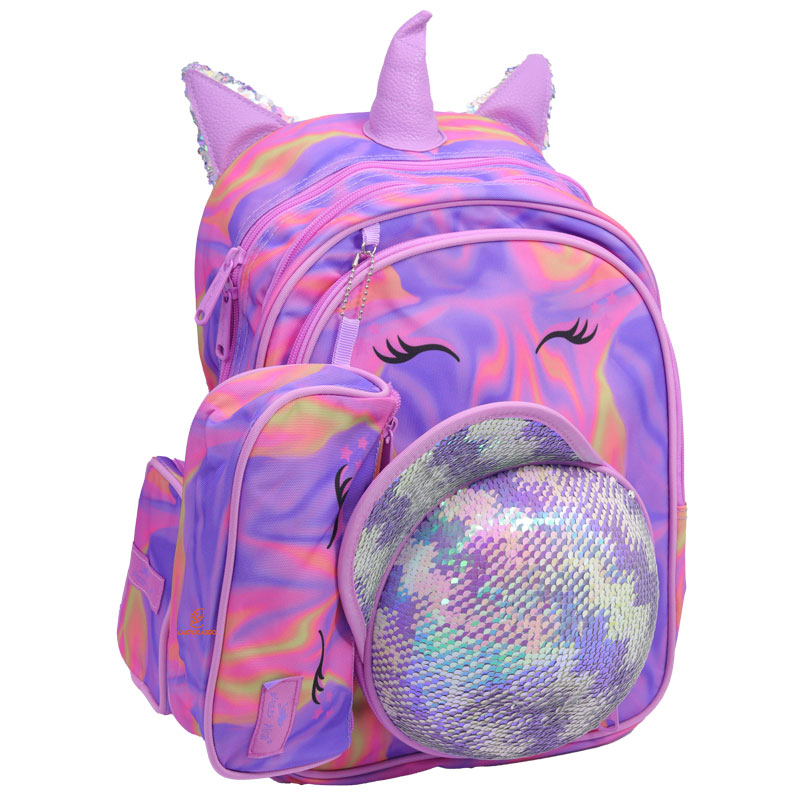 کوله پشتی سه تکه طرح یونی کورن صورتی 2688 گلسی برد GLOSSY BIRD