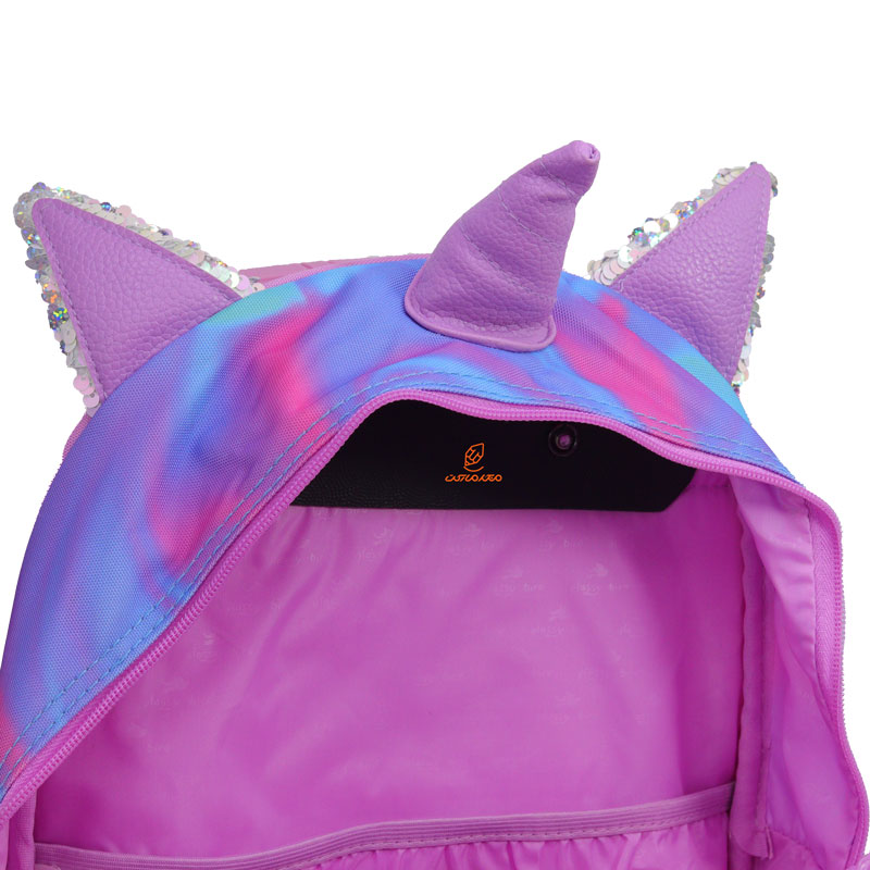 کوله پشتی چرخ دار طرح یونی کورن صورتی 2688 گلسی برد GLOSSY BIRD (3)