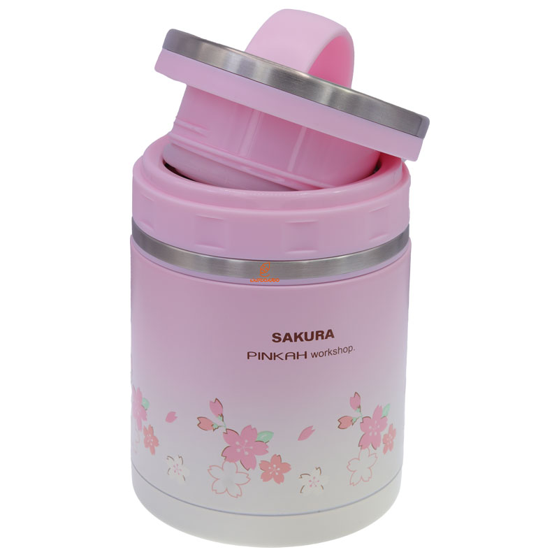 ظرف غذا یک طبقه استیل W137 صورتی PINKAH (4)