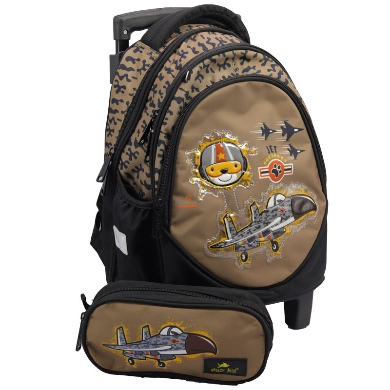 کوله پشتی چرخ دار طرح جت 2650 گلسی برد GLOSSY BIRD