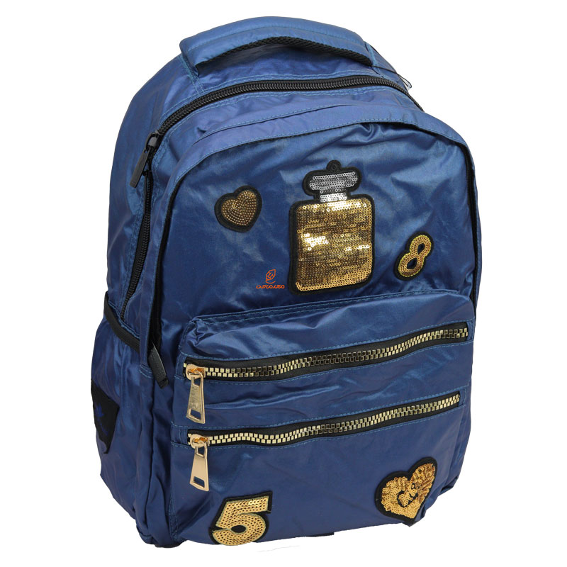 کوله پشتی دخترانه پولک دار آبی 2666 گلسی برد GLOSSY BIRD