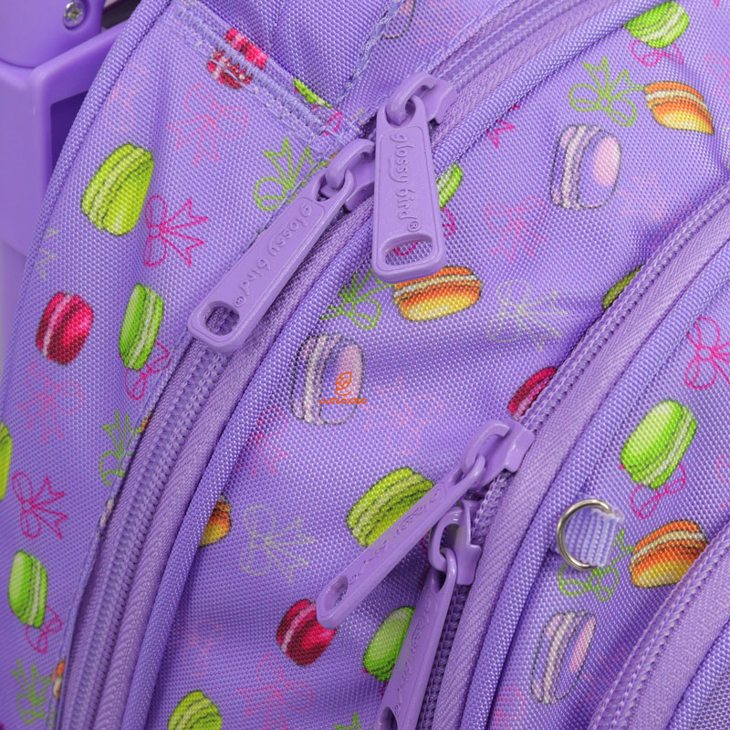 کوله پشتی چرخ دار طرح دختر و پسر 2648 گلسی برد GLOSSY BIRD (4)