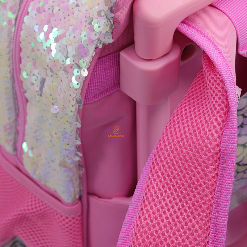 کوله پشتی چرخ دار پولکی طرح یونی کورن صورتی 2414 گلسی برد GLOSSY BIRD (9)