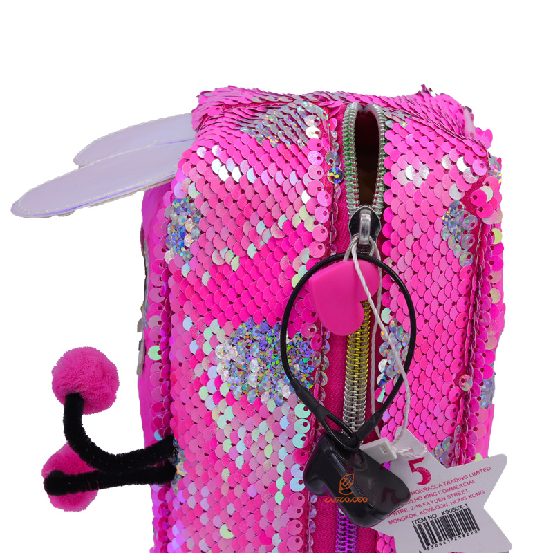 جامدادی تک زیپ پولکی پروانه سرخابی K9080X کینگ KING (5)