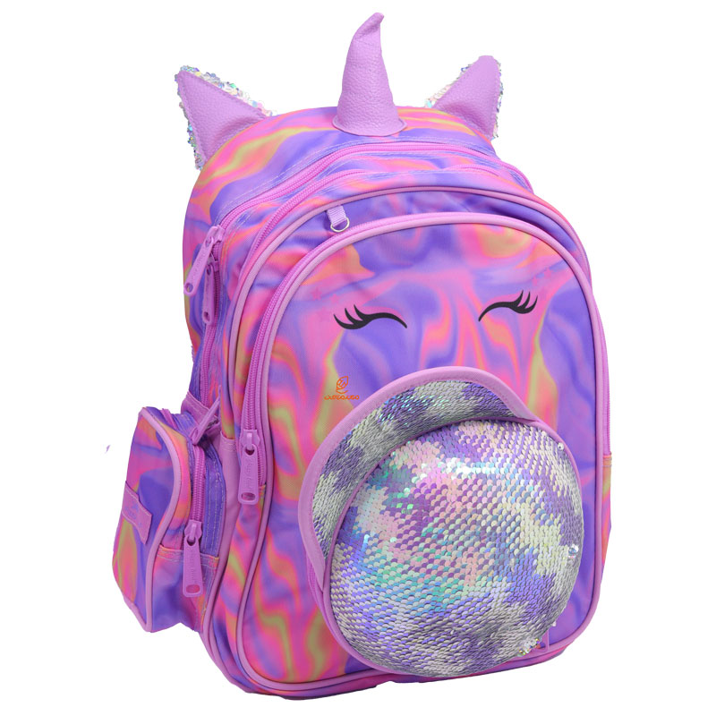 کوله پشتی سه تکه طرح یونی کورن صورتی 2688 گلسی برد GLOSSY BIRD (5)