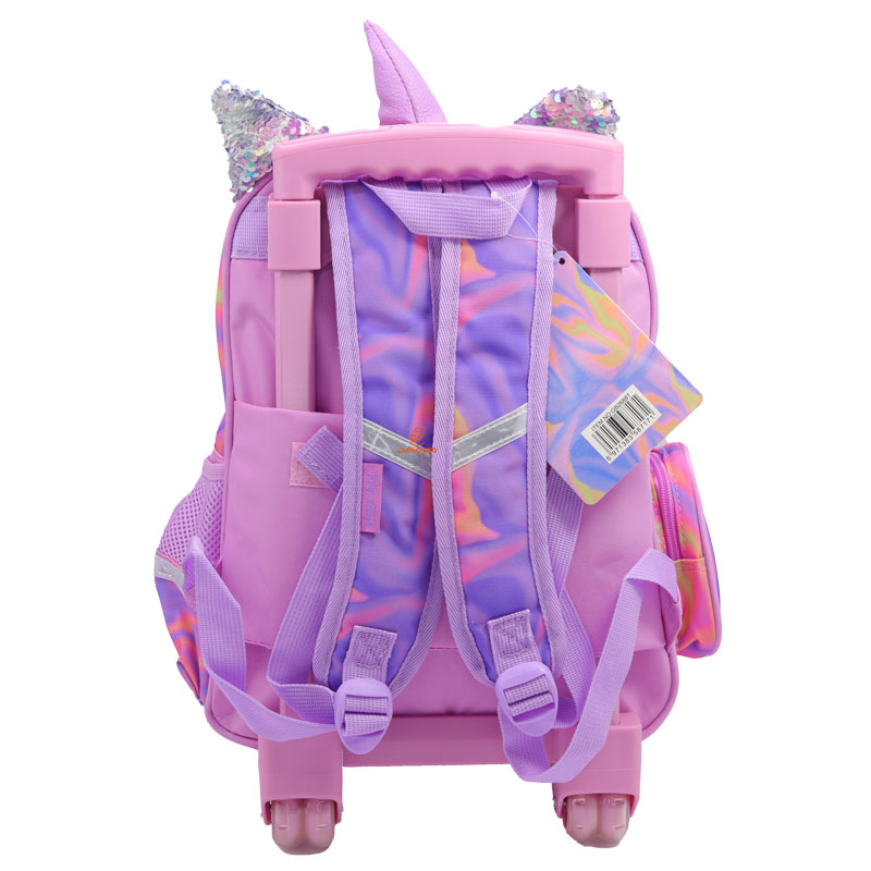 کوله پشتی چرخ دار طرح یونی کورن صورتی 2688 گلسی برد GLOSSY BIRD (18)