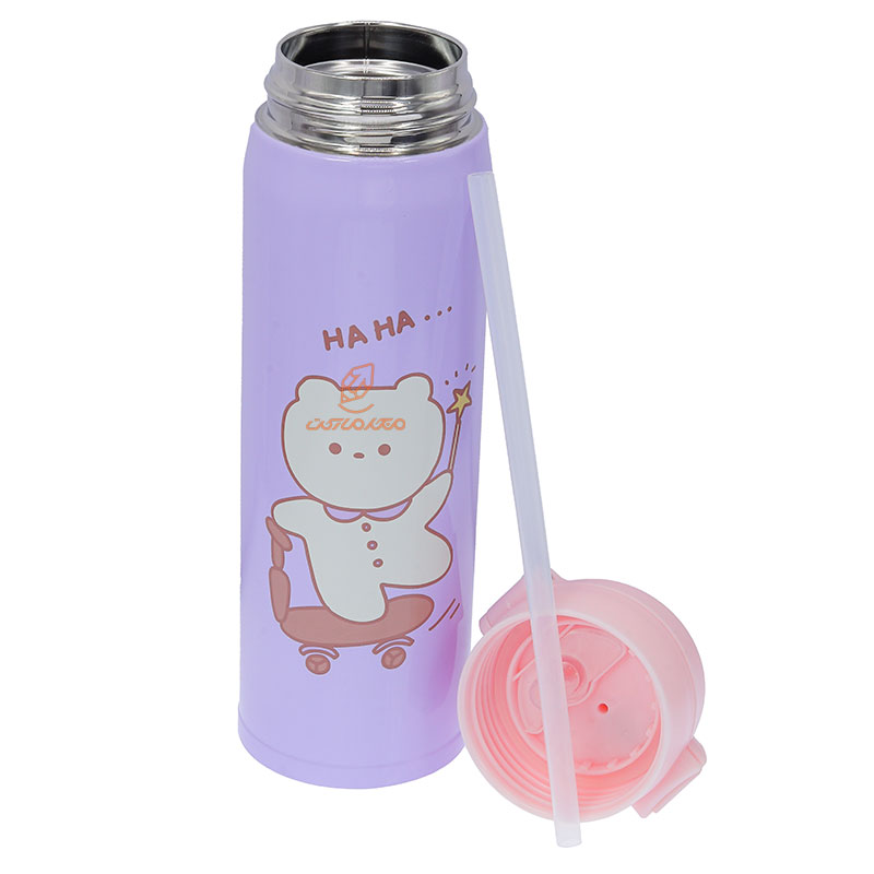 فلاسک 480 میل فانتزی دخترانه 4806 یاسی طرح گربه BEIZHIMING (1)