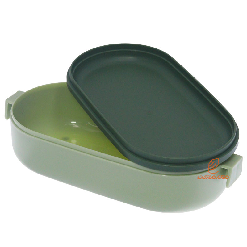 ظرف غذا بیضی دو طبقه سبز (1)
