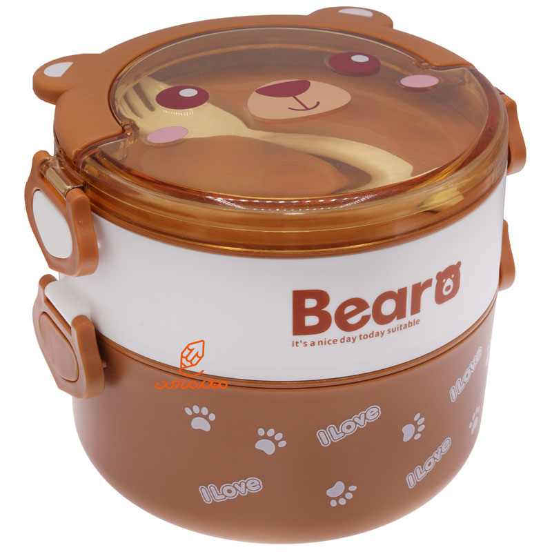 ظرف غذا دو طبقه 3074 قهوه ای خرس BEAR
