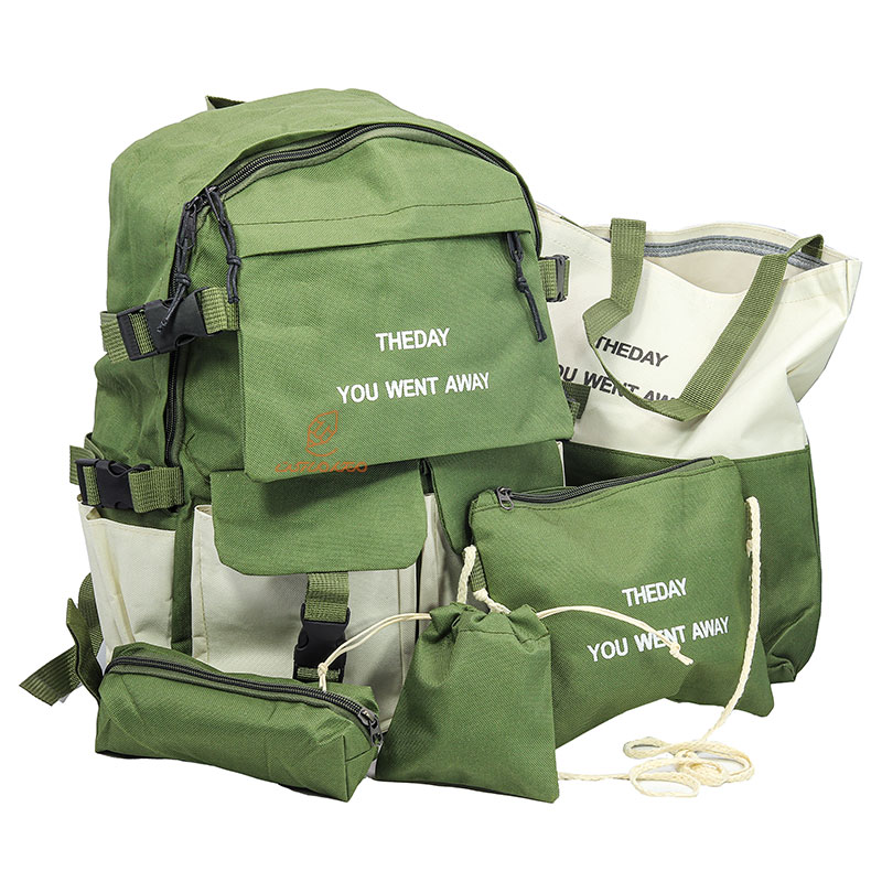 کوله پشتی چهار تکه سبز کرمی