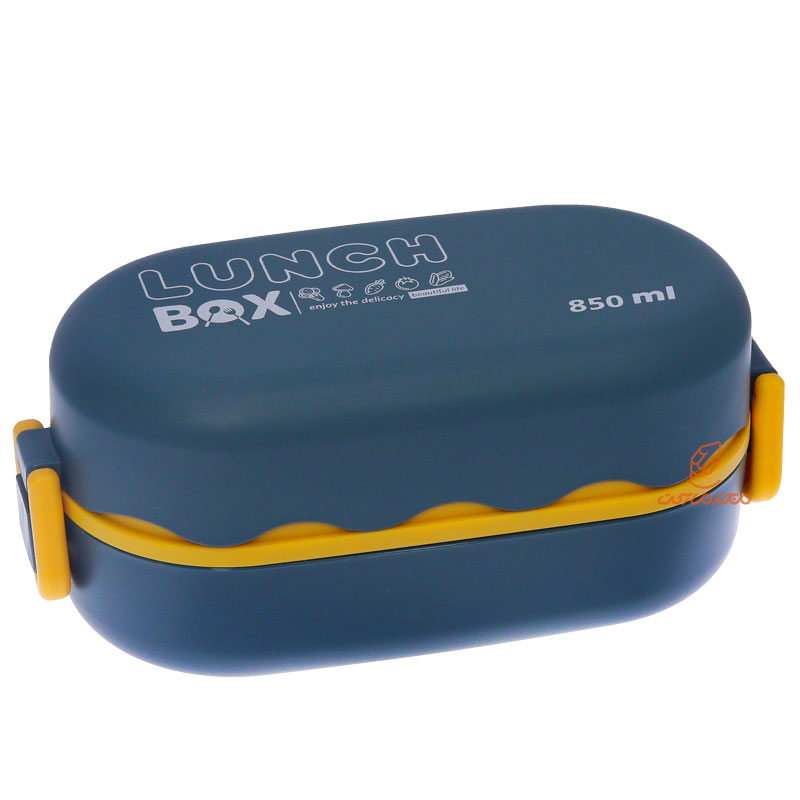 ظرف غذا بیضی دو طبقه آبی