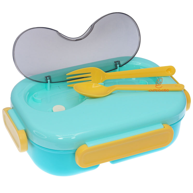 ظرف غذا سه خانه یک طبقه گیاهی 2445 آبی (4)