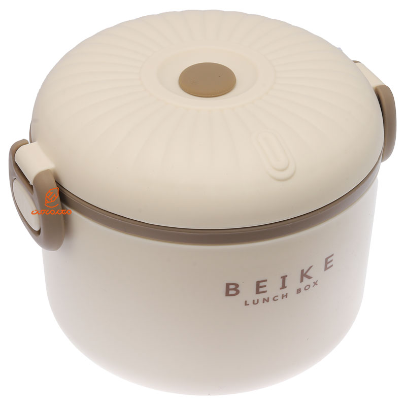 ظرف غذا دو طبقه دایره ای F820 کرمی BEIKE