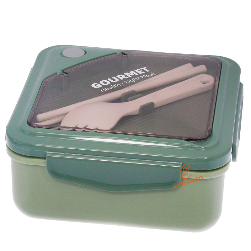 ظرف غذا مربع دو خانه یک طبقه سبز GOURMET