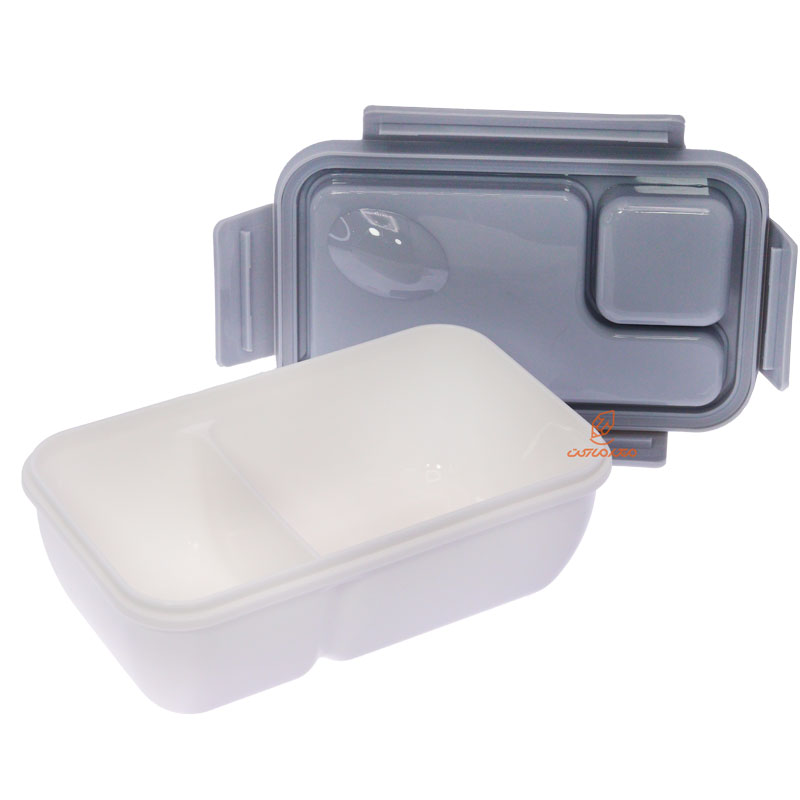 ظرف غذا مستطیل یک طبقه دو خانه طوسی (1)