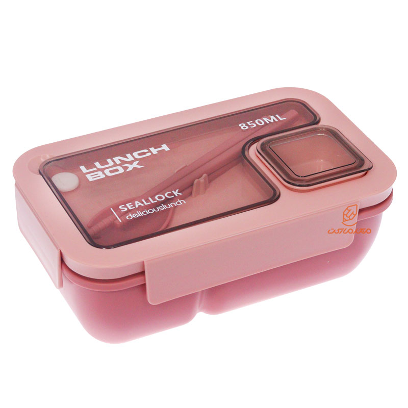 ظرف غذا مستطیل یک طبقه دو خانه صورتی