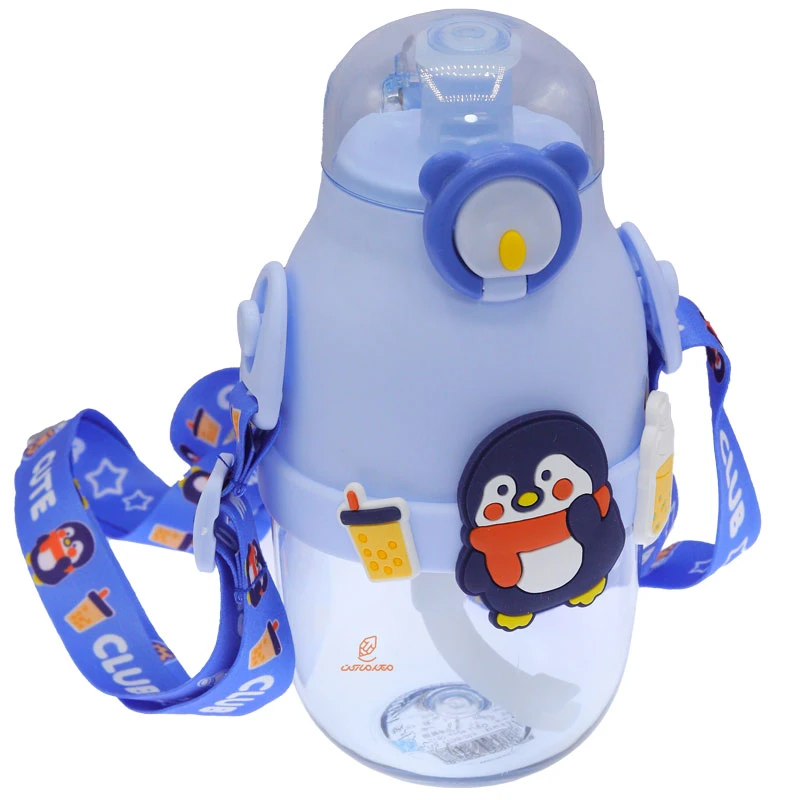 قمقمه فانتزی نی دار 480 میل کد 8036 طرح پنگوئن LLIU LDUO (6)