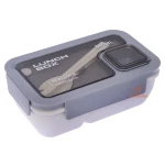 ظرف غذا مستطیل یک طبقه دو خانه طوسی (2)