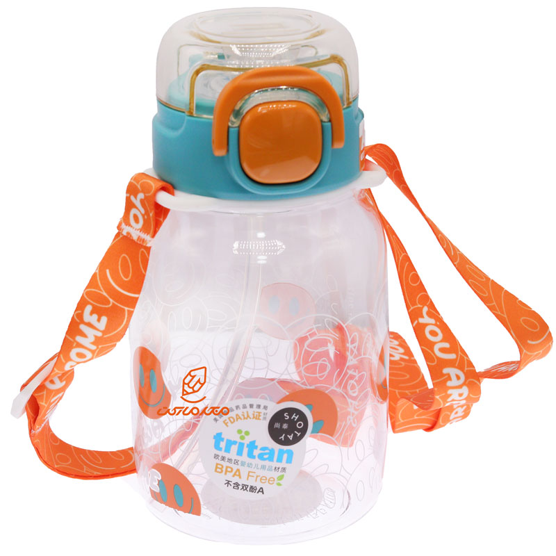 قمقمه دخترانه فانتزی 600 میل 7010 آبی نارنجی طرح استیکر (2)