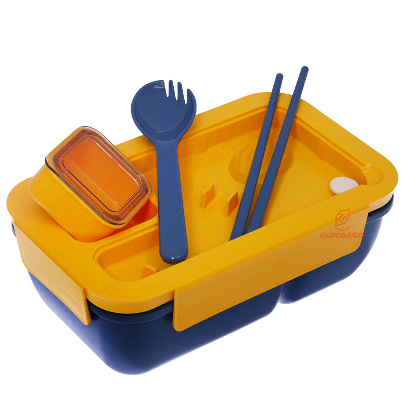 ظرف غذا مستطیل یک طبقه دو خانه آبی (4)