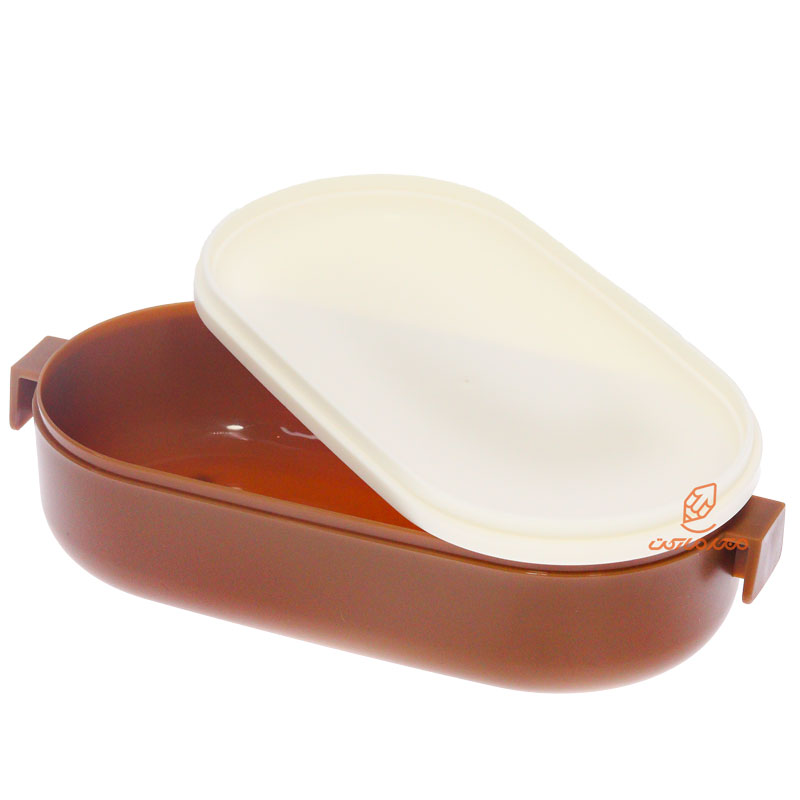 ظرف غذا بیضی دو طبقه قهوه ای (5)