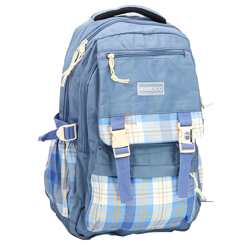کوله پشتی دخترانه آبی چهارخانه ARABESCO