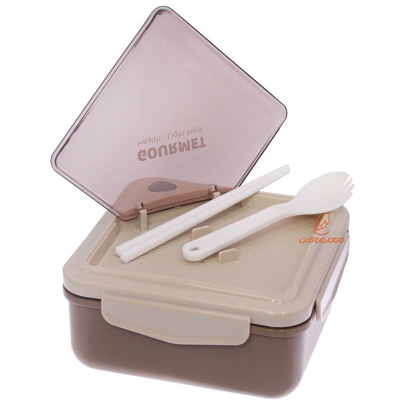 ظرف غذا مربع دو خانه یک طبقه کرم GOURMET (4)