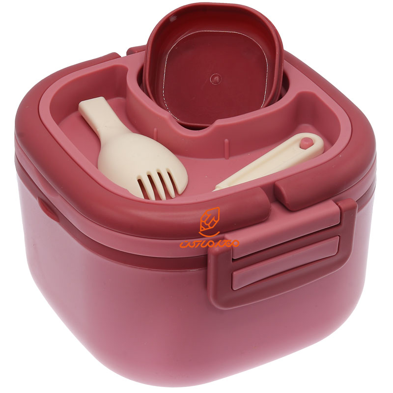 ظرف غذا یک طبقه مربعی X320 صورتی (5)