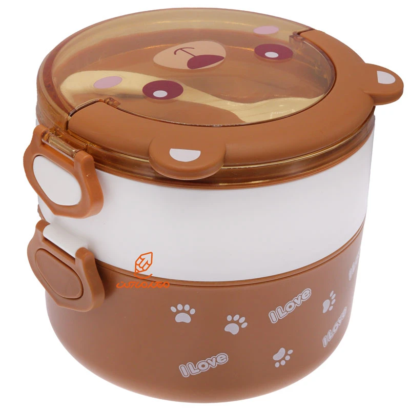 ظرف غذا دو طبقه 3074 قهوه ای خرس BEAR (3)