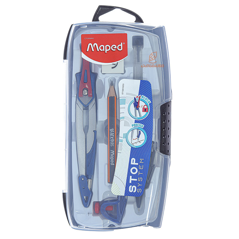 پرگار قفل دار 7 تکه فلزی مدل استاپ سیستم مپد MAPED