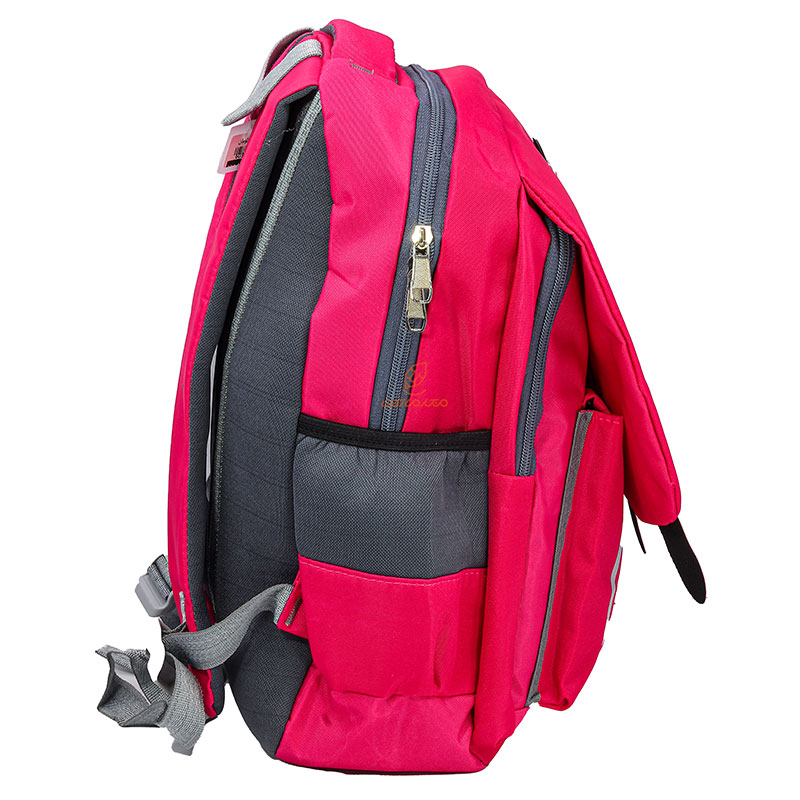 کوله پشتی دخترانه سرخابی سه زیپ (4)