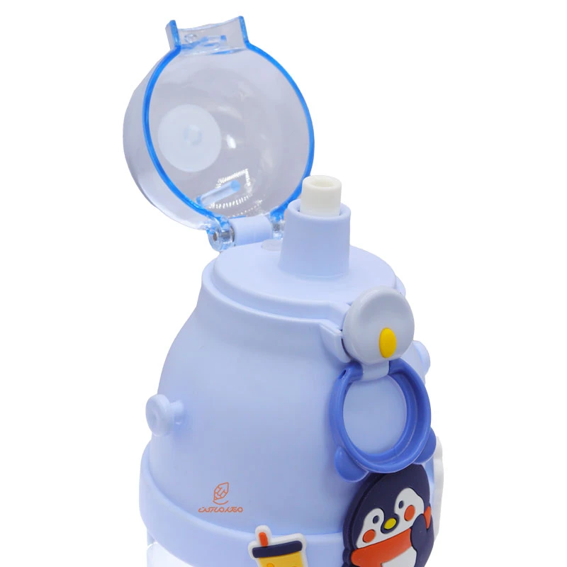 قمقمه فانتزی نی دار 480 میل کد 8036 طرح پنگوئن LLIU LDUO (4)