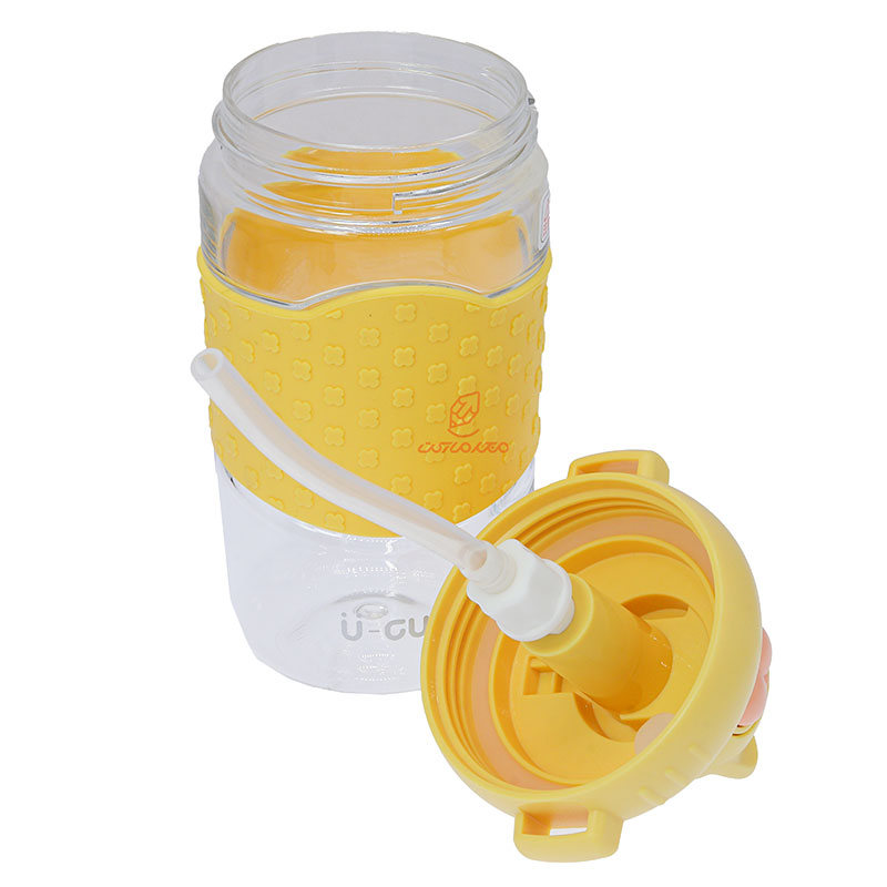 قمقمه فانتزی 480 میل 1356 زرد طرح گربه TRITAN (5)