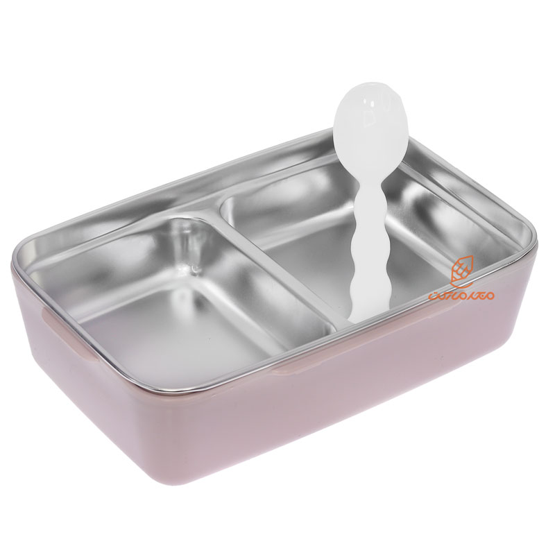 ظرف غذا دو خانه صورتی داخل استیل 2309 SANYUEYIPIN (4)