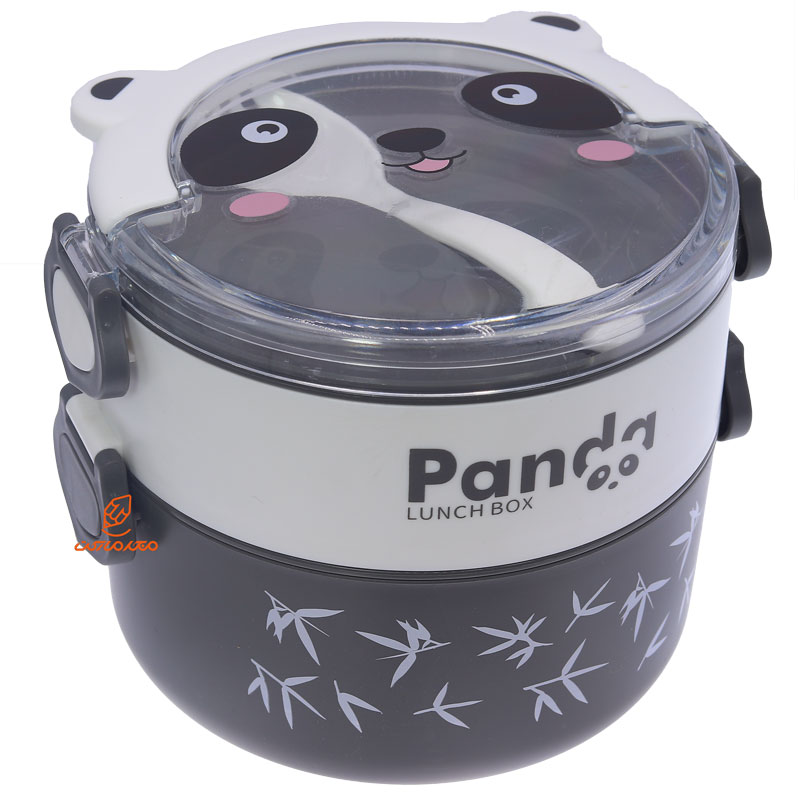 ظرف غذا دو طبقه 3074 طوسی سفید پاندا PANDA