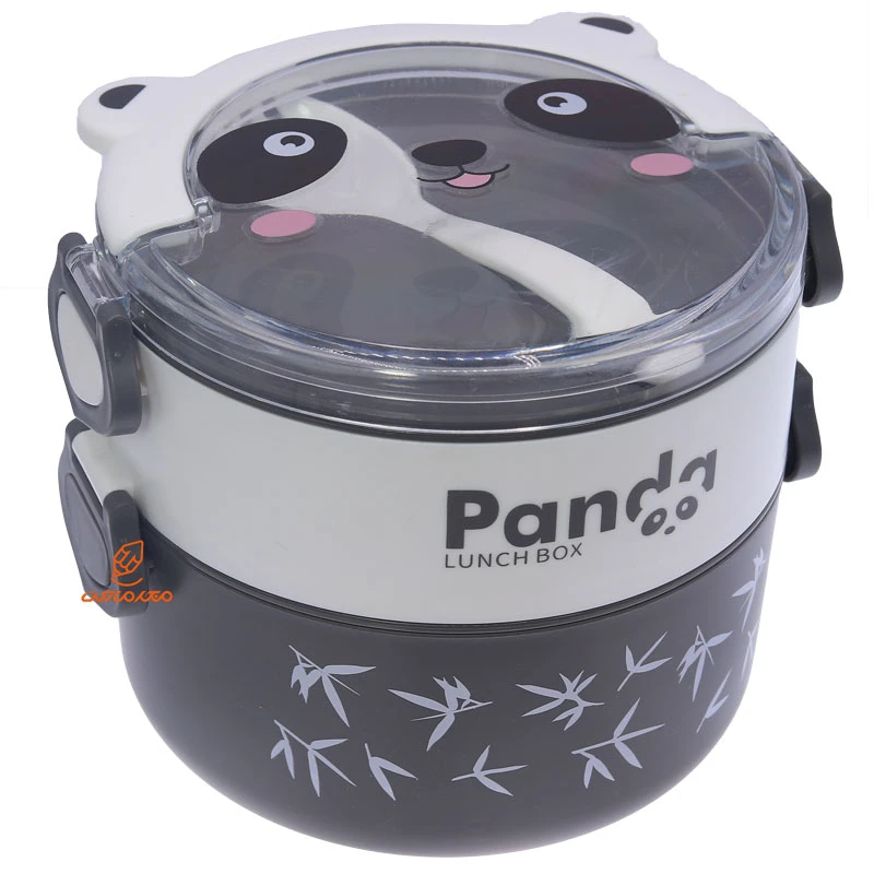 ظرف غذا دو طبقه 3074 طوسی سفید پاندا PANDA (2)