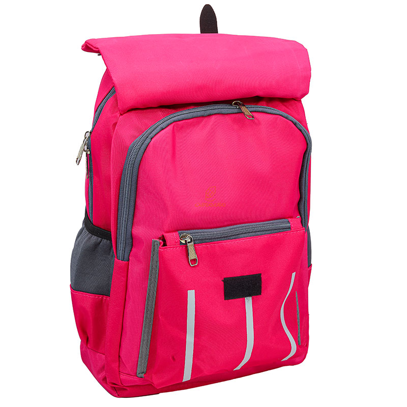 کوله پشتی دخترانه سرخابی سه زیپ (3)