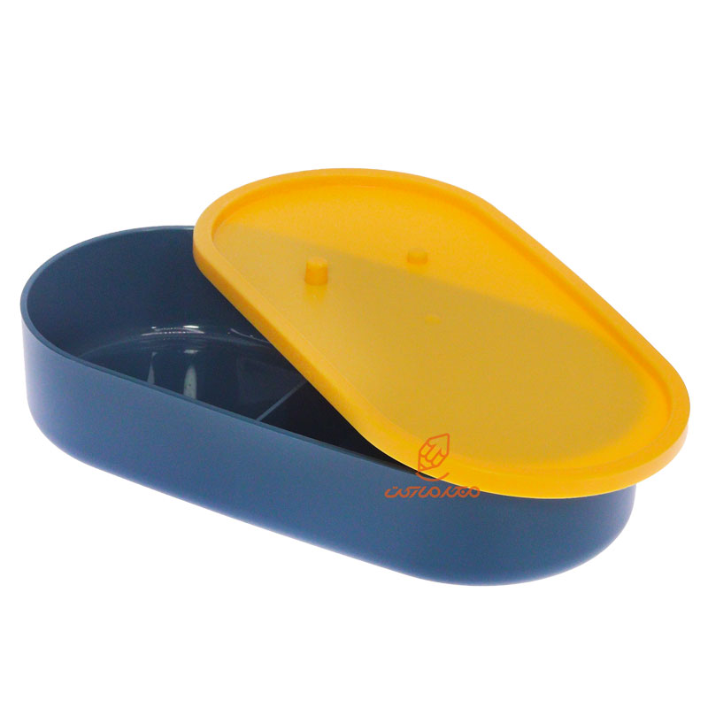 ظرف غذا بیضی دو طبقه آبی (5)