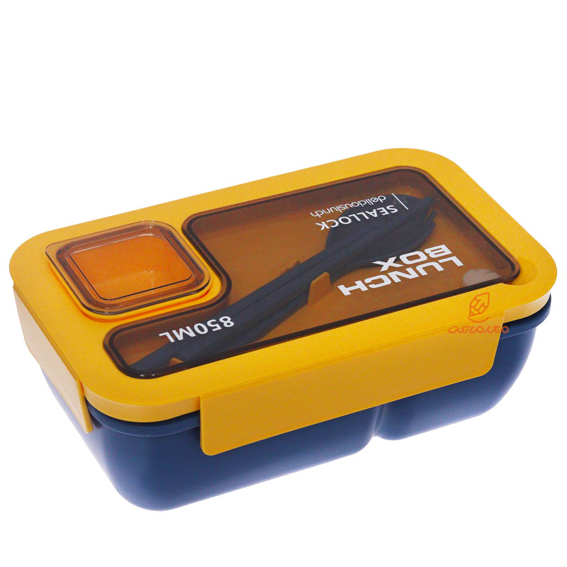 ظرف غذا مستطیل یک طبقه دو خانه آبی (3)