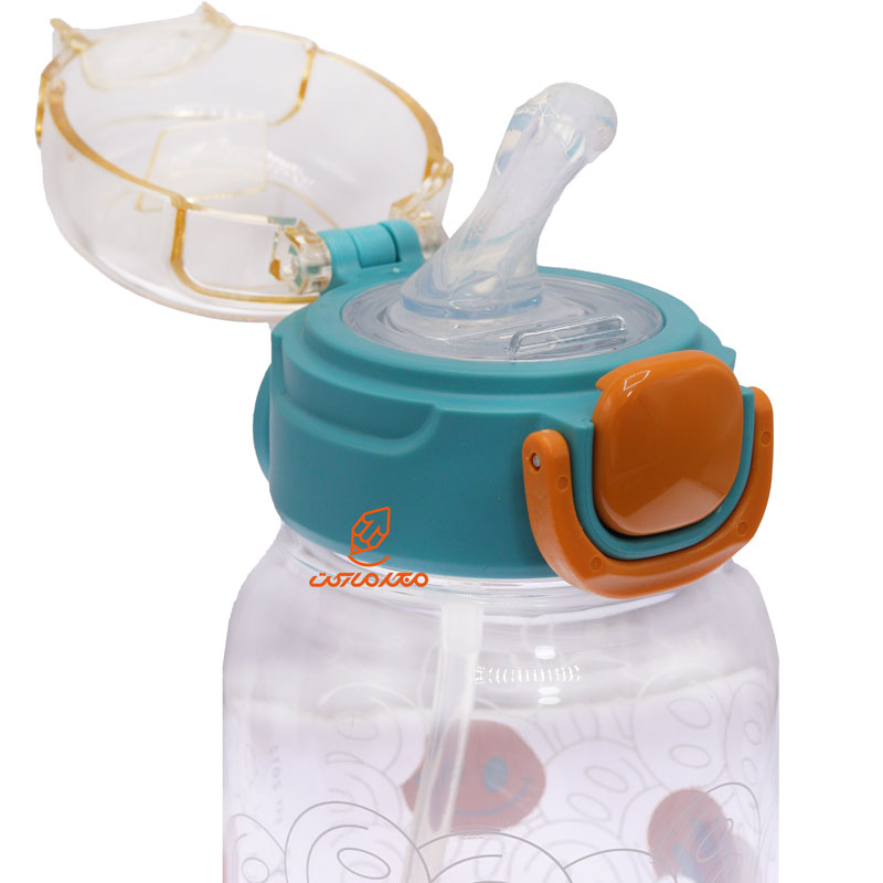 قمقمه دخترانه فانتزی 600 میل 7010 آبی نارنجی طرح استیکر (5)