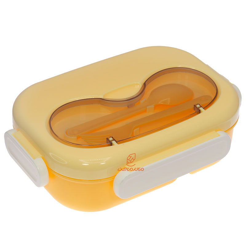 ظرف غذا سه خانه یک طبقه گیاهی 2445 زرد (4)