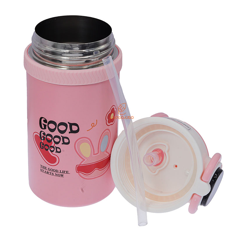 فلاسک 550 میل درجه دار 227 صورتی طرح خرگوش (4)