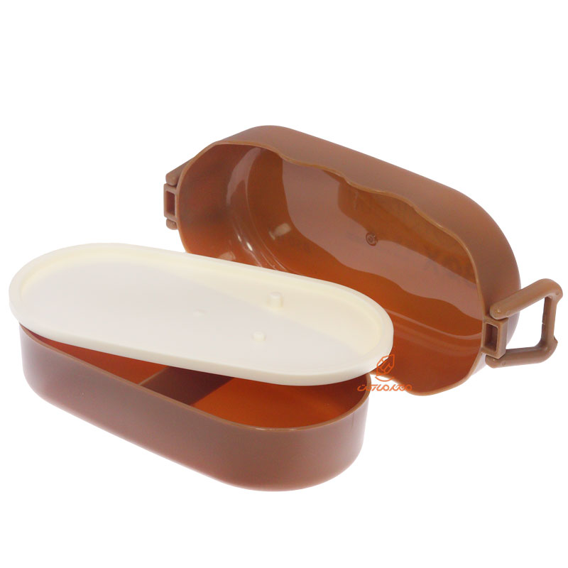 ظرف غذا بیضی دو طبقه قهوه ای (4)