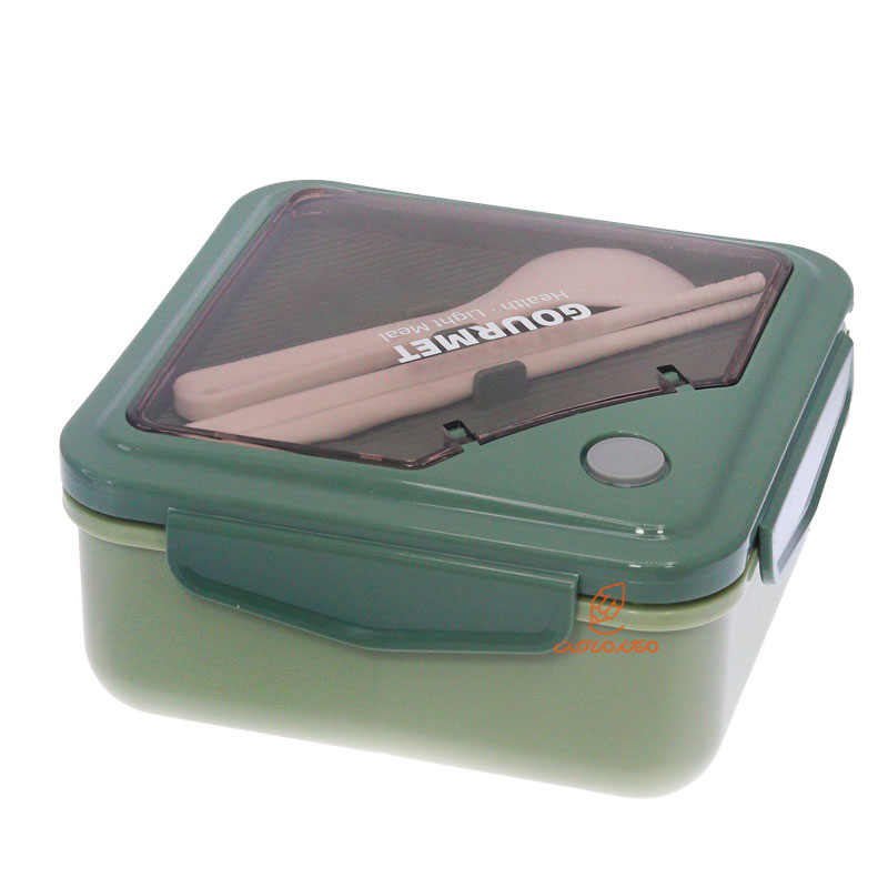 ظرف غذا مربع دو خانه یک طبقه سبز (3)