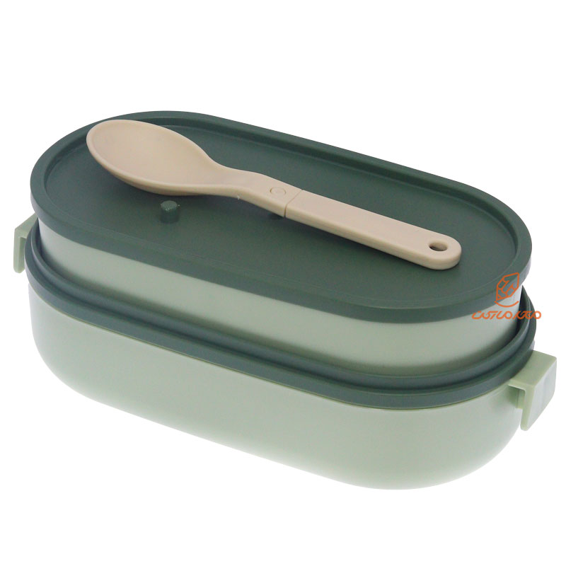 ظرف غذا بیضی دو طبقه سبز (4)