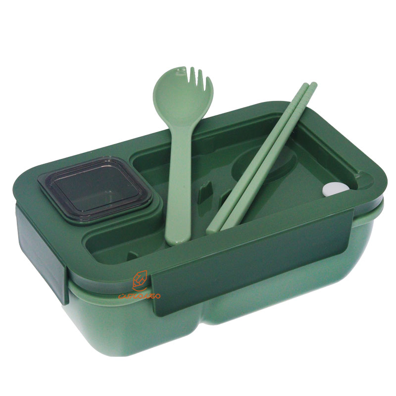 ظرف غذا مستطیل یک طبقه دو خانه سبز (4)