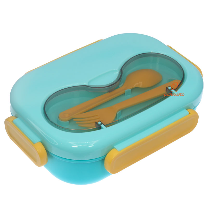 ظرف غذا سه خانه یک طبقه گیاهی 2445 آبی (3)